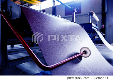 Metal sheet forming machine at the modern metalwork factory. Metal sheet forming machine at the modern metalwork factory. 139853610