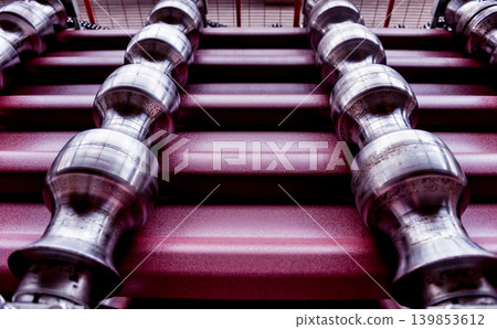 Metal sheet forming machine at the modern metalwork factory. Metal sheet forming machine at the modern metalwork factory. 139853612