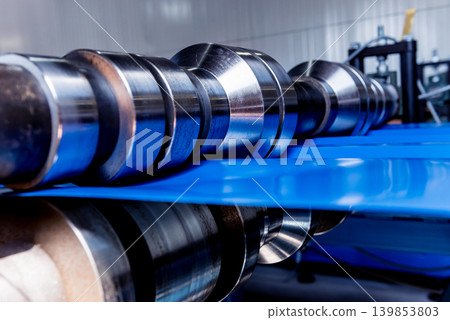 Metal sheet forming machine at the modern metalwork factory. Metal sheet forming machine at the modern metalwork factory. 139853803