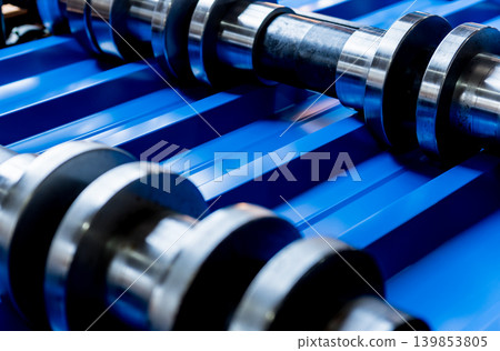 Metal sheet forming machine at the modern metalwork factory. Metal sheet forming machine at the modern metalwork factory. 139853805