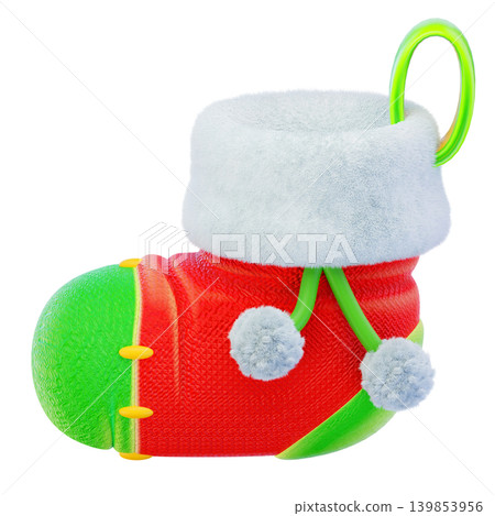 Christmas socks 3d render icon Christmas socks 3d render icon 139853956