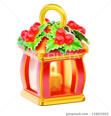 Christmas lanterns 3d render icon 139853958