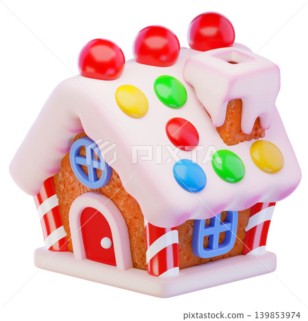 Gingerbread House 3d render icon 139853974