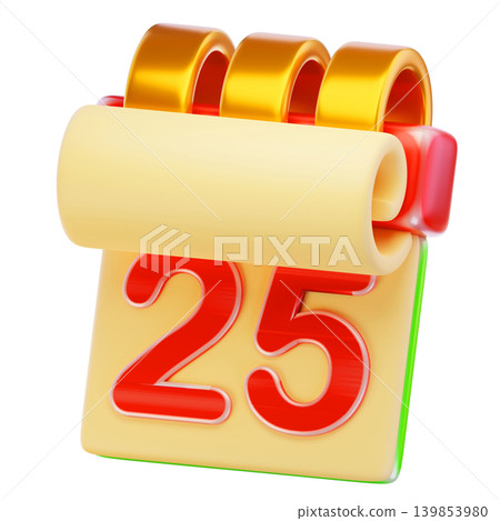 Christmas Calendar 3d render icon Christmas Calendar 3d render icon 139853980