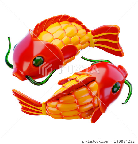 Chinese lucky koi fish 3d render icon Chinese lucky koi fish 3d render icon 139854252