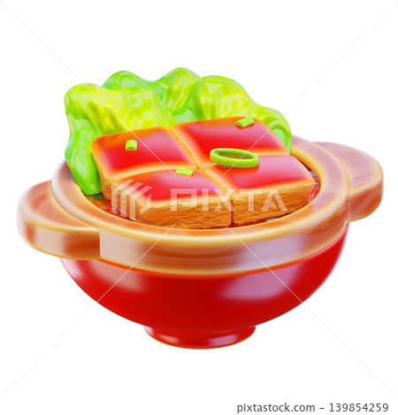 Chinese roast pork soup 3d render icon 139854259
