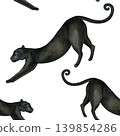 Panther. Seamless animal background. Hand-drawn watercolor illustration isolated on a white background. Watercolor wild cat illustration for textile design, wallpaper, prints, and stationery 139854286