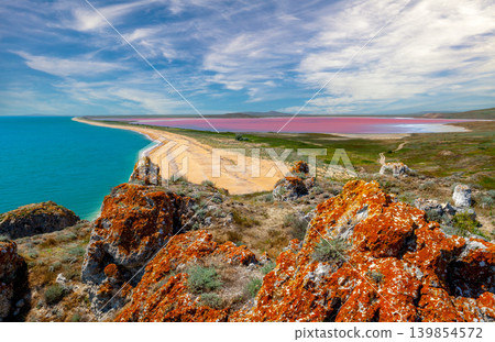 Panoramic view at Pink lake Panoramic view at Pink lake 139854572