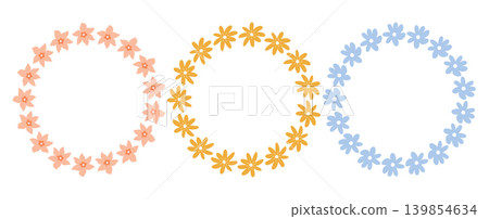 A set of floral wreaths with cute flowers 139854634
