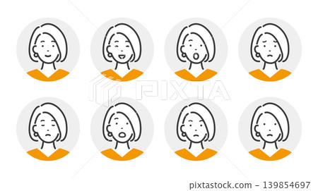 Young woman's facial expression icon set (variations) 139854697
