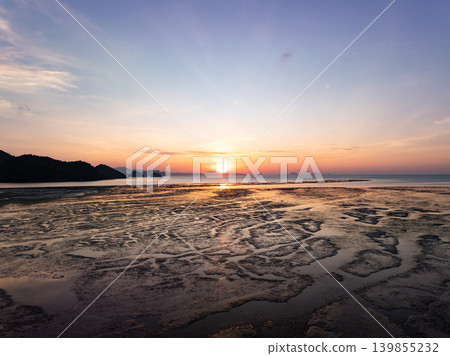 Aerial view Beautiful light sunset or sunrise over mountains landscape nature view Aerial view Beautiful light sunset or sunrise over mountains landscape nature view 139855232