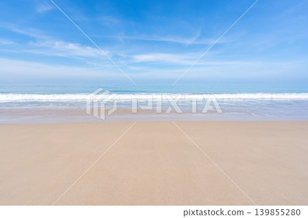 Beautiful sandy beach and sea with clear blue sky background Amazing beach blue sky sand sun daylight relaxation landscape view in Phuket island Thailand for Summer and travel background Beautiful sandy beach and sea with clear blue sky background Amazing beach blue sky sand sun daylight relaxation landscape view in Phuket island Thailand for Summer and travel background 139855280