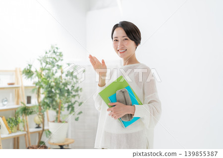 A woman with a note A woman with a note 139855387