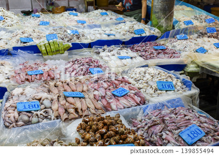 Squid sold in a Thai market Squid sold in a Thai market 139855494