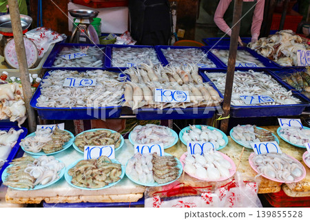 Seafood sold in Thai markets Seafood sold in Thai markets 139855528