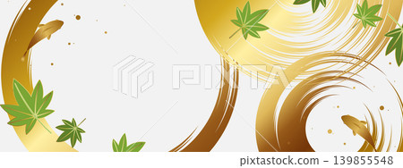 A luxurious banner background featuring blue maple leaves and ripples in white and gold. A luxurious banner background featuring blue maple leaves and ripples in white and gold. 139855548