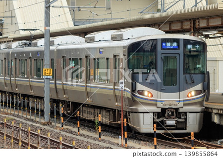 A Series 225 local train stopped at Maibara Station. A Series 225 local train stopped at Maibara Station. 139855864