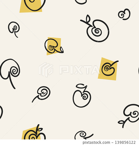 Minimal scattered apple seamless pattern with airy retro fruit doodles Minimal scattered apple seamless pattern with airy retro fruit doodles 139856122