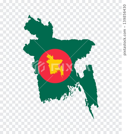 Bangladesh Map with Flag on transparent background 139856430
