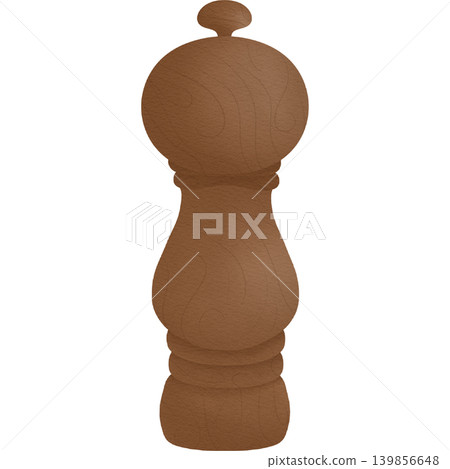 wooden pepper mill hand drawn illustration wooden pepper mill hand drawn illustration 139856648