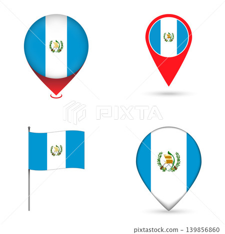 Guatemala Flag Map Pin Icons Set Collection. 139856860