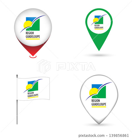 Guadeloupe Flag Map Pin Icons Set Collection. Guadeloupe Flag Map Pin Icons Set Collection. 139856861