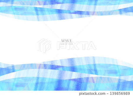 清爽的藍色波浪水彩風格背景(向量版) 清爽的藍色波浪水彩風格背景(向量版) 139856989