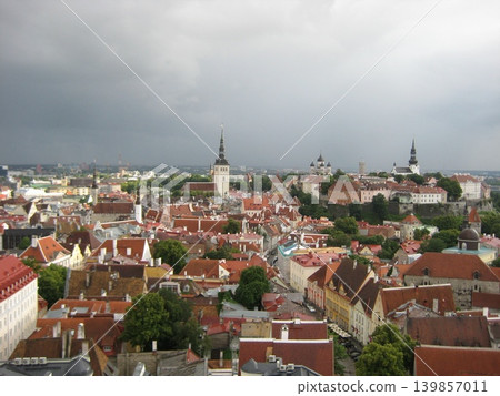 A view overlooking Tallinn's historic district. A view overlooking Tallinn's historic district. 139857011