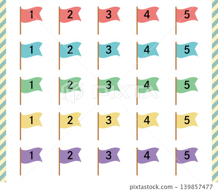 Flag set with rankings, muted colors. 139857477