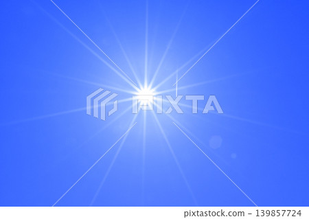 Blue sky, sun, and contrails - Free space image (fixed shot) 139857724