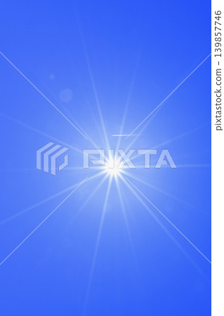 Blue sky, sun, and contrails - Free space image (fixed shot) Blue sky, sun, and contrails - Free space image (fixed shot) 139857746