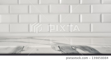 White marble countertop in modern kitchen interior White marble countertop in modern kitchen interior 139858084