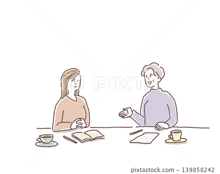 描繪老年女性和年輕女性之間交流的插圖。 描繪老年女性和年輕女性之間交流的插圖。 139858242