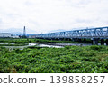 Iron bridge and riverbed 139858257