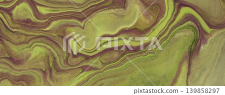 Abstract olive green and brown fluid art background with marble texture and khaki acrylic pour painting style, macro Abstract olive green and brown fluid art background with marble texture and khaki acrylic pour painting style, macro 139858297