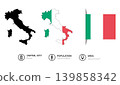 Vector illustration of the map and flag of the country of Italy on white background 139858342