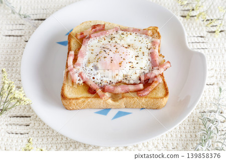 Bacon and egg toast Bacon and egg toast 139858376