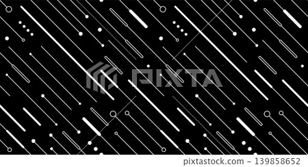Vector digital geometric seamless striped pattern. Abstract futuristic background with dots and lines. Science data network technology print Vector digital geometric seamless striped pattern. Abstract futuristic background with dots and lines. Science data network technology print 139858652