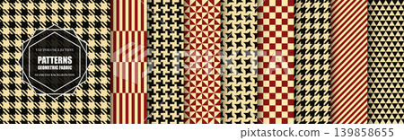 Collection of vector color seamless geometric patterns - vintage design. Trendy cloth endless prints. Repeatable fabric textures. Unusual simple textile backgrounds Collection of vector color seamless geometric patterns - vintage design. Trendy cloth endless prints. Repeatable fabric textures. Unusual simple textile backgrounds 139858655