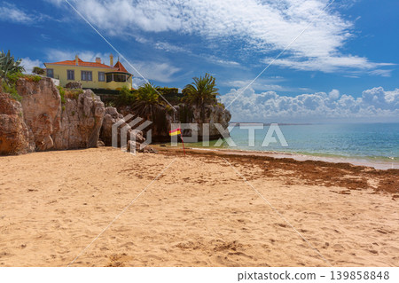 Sandy beach and Atlantic coast in Cascais Portugal 139858848