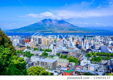 View of Sakurajima and the cityscape of Kagoshima from Shiroyama Park Observation Deck 139859137