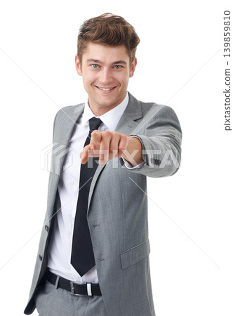 Studio, portrait and businessman with hands pointing, decision and mock up for recruitment by white background. Manager, face and human resources with hiring or onboarding and invitation or job offer Studio, portrait and businessman with hands pointing, decision and mock up for recruitment by white background. Manager, face and human resources with hiring or onboarding and invitation or job offer 139859810