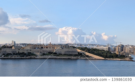 Panoramic view of cityscape with coastline from Valletta 139861030