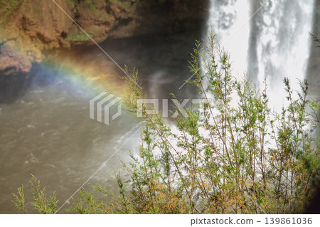 Ouzoud Waterfalls with lush cliffs in Moroccan Atlas Mountains Ouzoud Waterfalls with lush cliffs in Moroccan Atlas Mountains 139861036