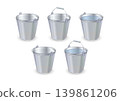 Buckets set. Flat vector illustration. Bucket empty and with water. 139861206