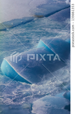 Icebreaker split thick one-year ice in Arctic ocean Icebreaker split thick one-year ice in Arctic ocean 139861353
