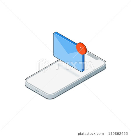 New email notification on smartphone: isometric illustration 139862433