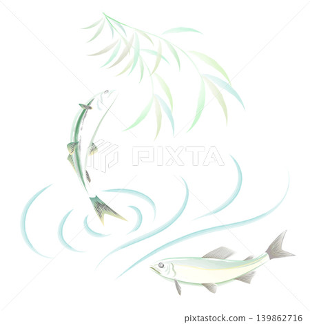 Watercolor painting of ayu fish Watercolor painting of ayu fish 139862716