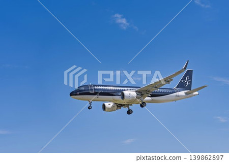 Blue sky over Sendai Airport, plane landing, Natori City, Miyagi Prefecture 139862897
