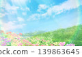 藍天下，一片生氣勃勃的花田，遠處是廣闊的草原。 139863645